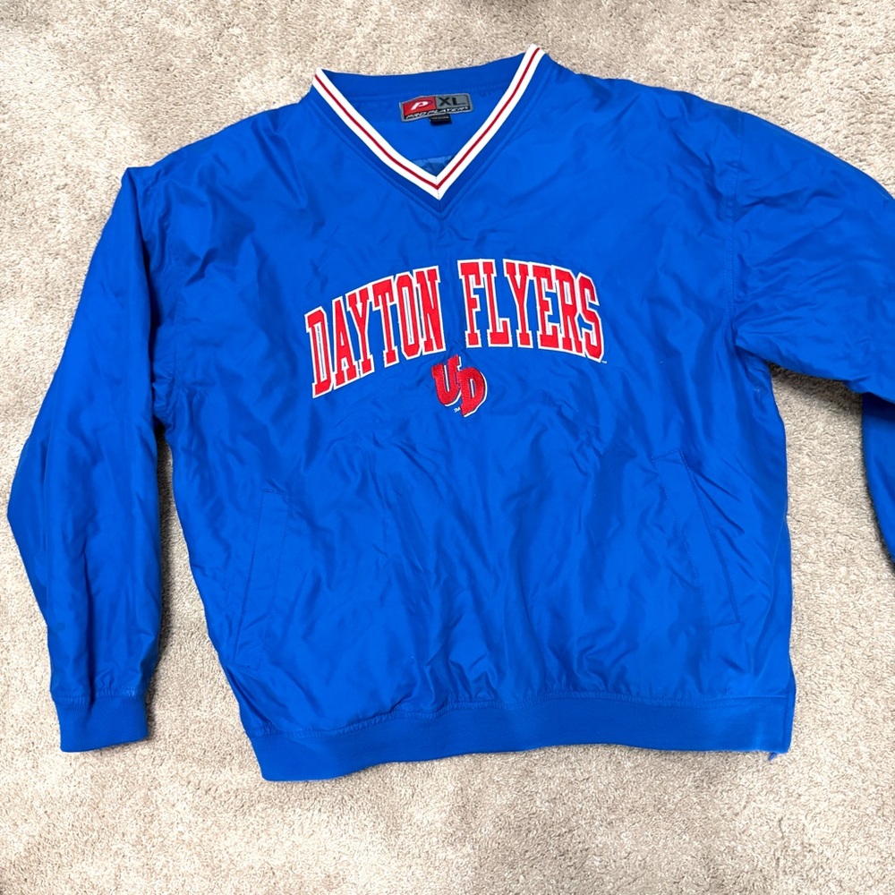 Dayton Flyers UD Pro Player 90s Y2K Blue Pullover Windbreaker V-Neck XL